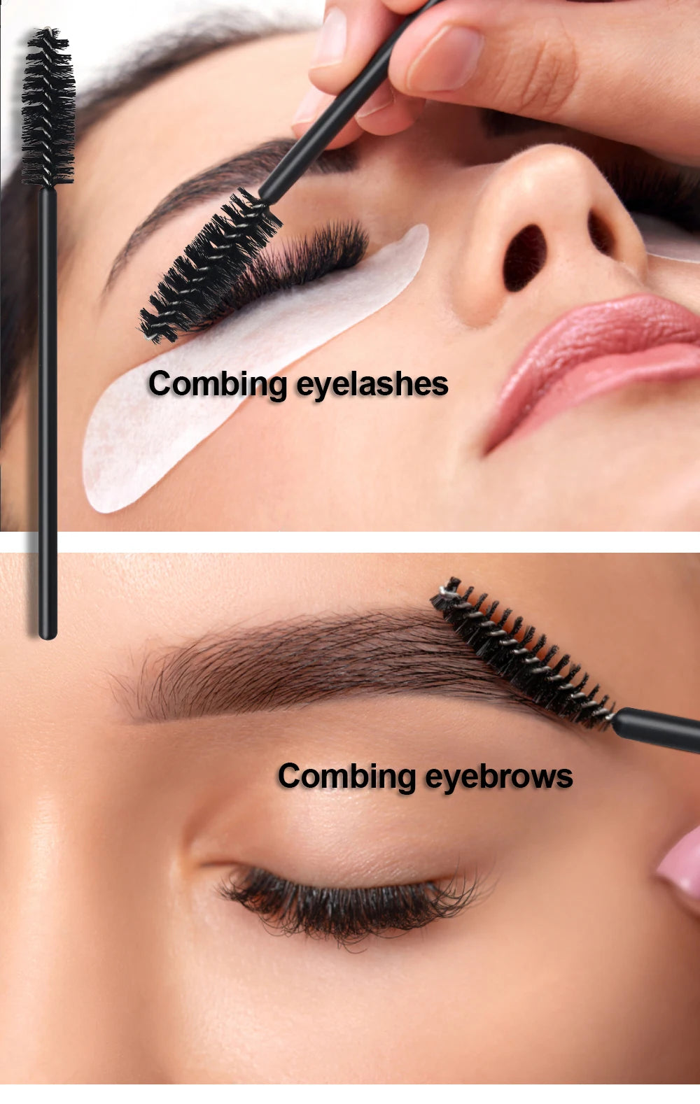 ANNAFRIS 50pcs Disposable Eyelash & Eyebrow Brushes — Soft Crystal Lash Extension Mascara Wands Makeup Tools