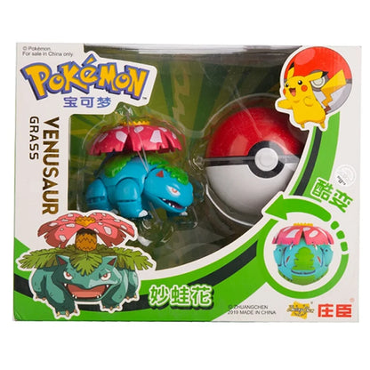 Genuine Pokémon Action Figures Set with Original Box – Pikachu, Charizard, Greninja, Pokéball Deformation Model Toys Gift