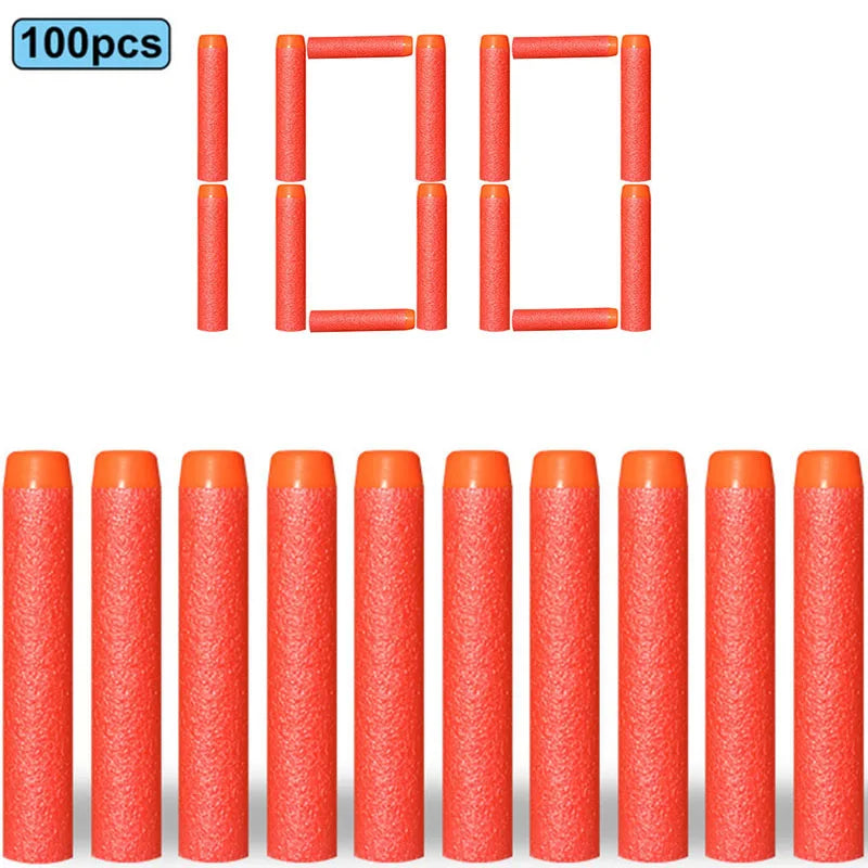 100pcs 7.2cm Soft Nerf Darts - Round Head Refill Sponge Bullets for NERF N-Strike Blasters, Kids Toy Gun Ammo