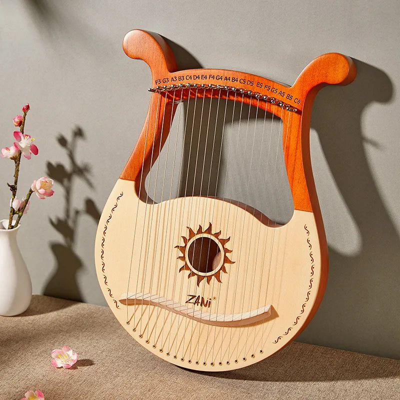 Lyre Harp 19-String – High-Quality Mahogany Musical Instrument with Spare Strings