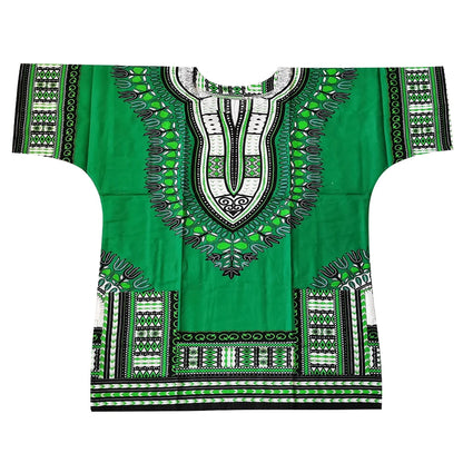 African Dashiki Cotton T-Shirt - Traditional Printed Unisex Fashion Top with Vibrant Ethnic Style Design