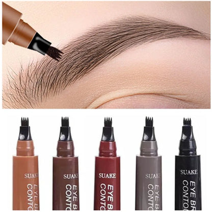 4D Microblading Eyebrow Pen – 4-Fork Tip Waterproof Long-Lasting Eyebrow Tattoo Pencil for Natural Fine Hair-Like Makeup