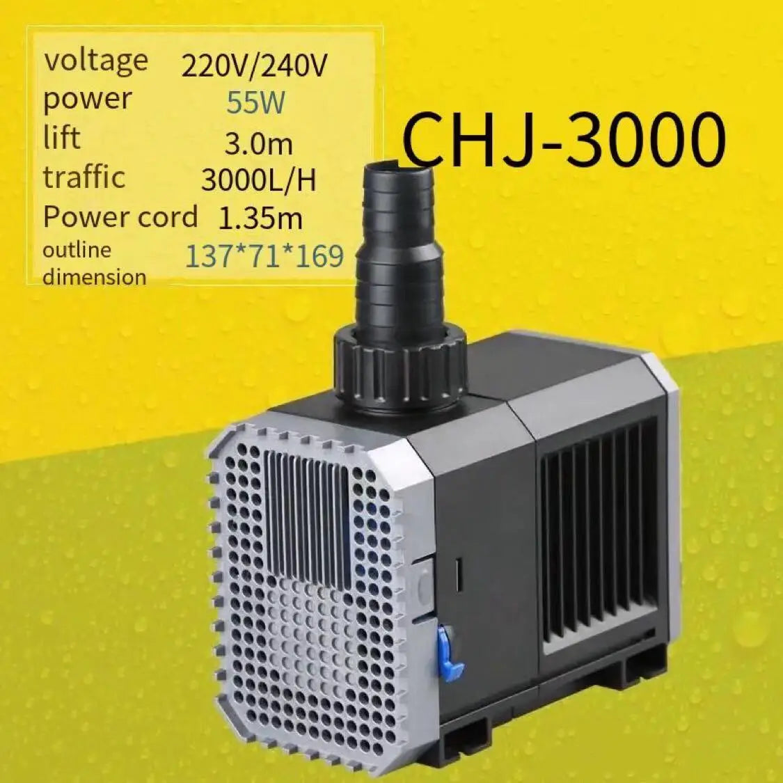 Ultra-Quiet Submersible Aquarium Water Pump - Adjustable 1500-5000L/h for Fish Tanks, Fountains & Ponds