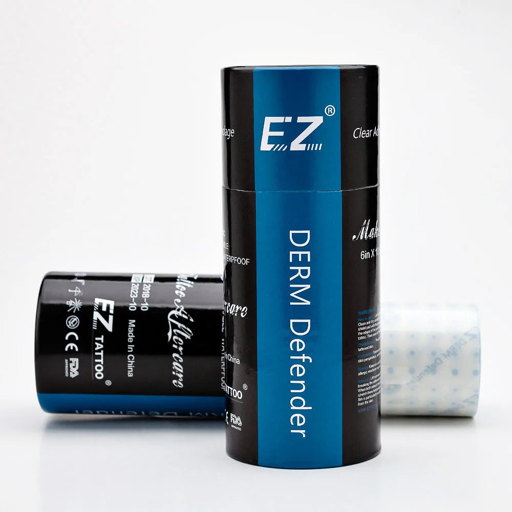 EZ Premium Derm Defender Tattoo Film – Clear Adhesive Protective Shield for Aftercare & Tattoo Healing
