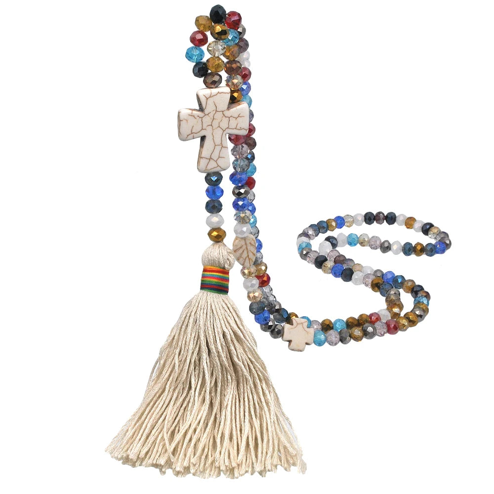 Wooden Bead Tassel Long Necklace - Bohemian Summer Beach Sweater Chain for Women | Mother's Day Gift