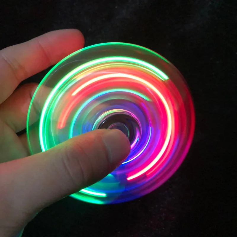 Crystal LED Fidget Spinner — Glow-in-the-Dark Hand Spinner Toy — EDC Kinetic Stress Relief for Kids