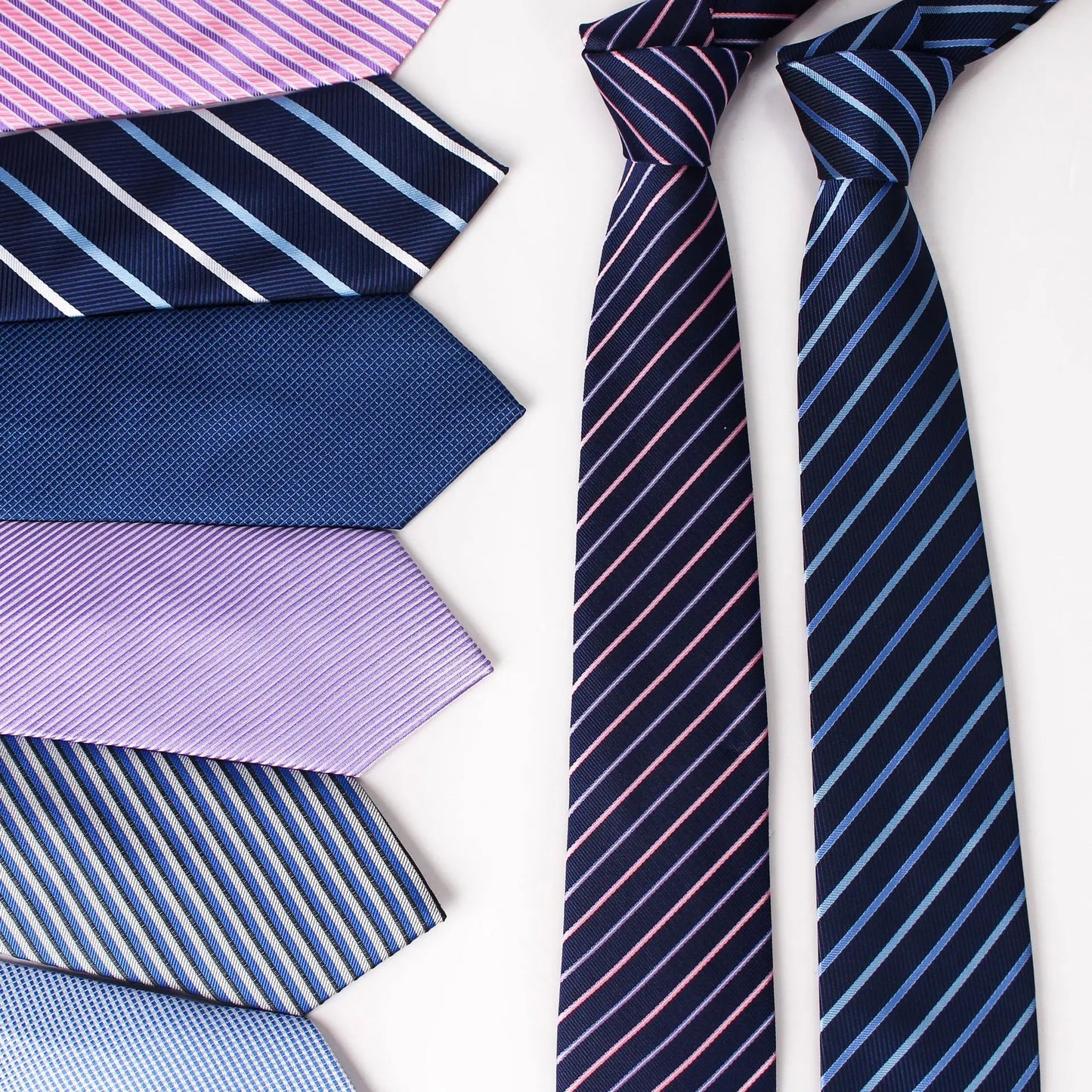Classic Men's Necktie in Blue, Black, and Red - 8cm Striped and Plaid Ties for Business, Formal and Wedding Attire