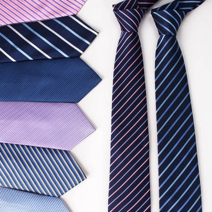 Classic Men's Necktie in Blue, Black, and Red - 8cm Striped and Plaid Ties for Business, Formal and Wedding Attire