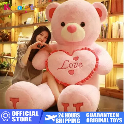 100cm “I LOVE YOU” Giant Plush Bear – Soft Stuffed Toy for Kids & Girlfriend Birthday Gift