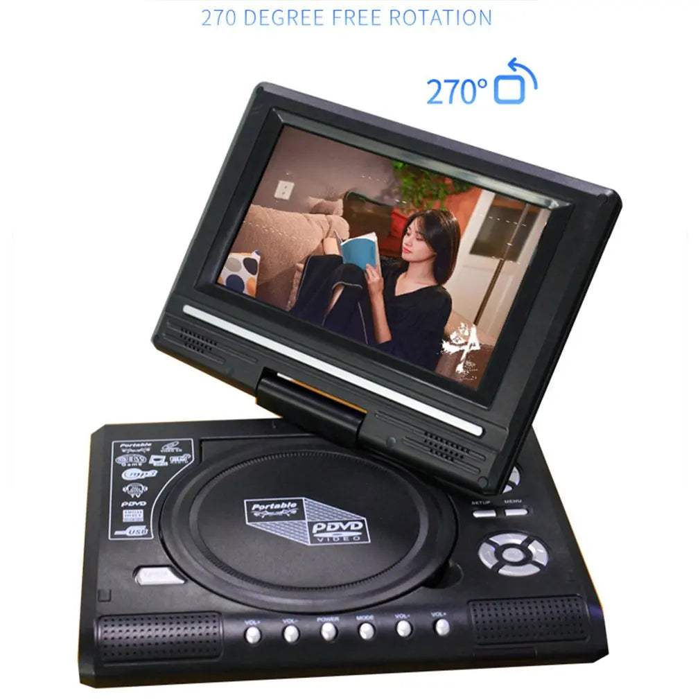 7.8-Inch Portable HD DVD Player - 16:9 Rotating LCD Screen with USB, SD Card, CD, MP3 & Game Support