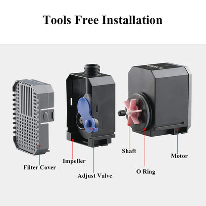Ultra-Quiet Submersible Aquarium Water Pump - Adjustable 1500-5000L/h for Fish Tanks, Fountains & Ponds