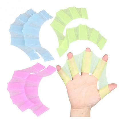 Frog Type Silicone Hand Fins Flippers - 1 Pair Unisex Swimming Finger Webbed Gloves for Water Sports