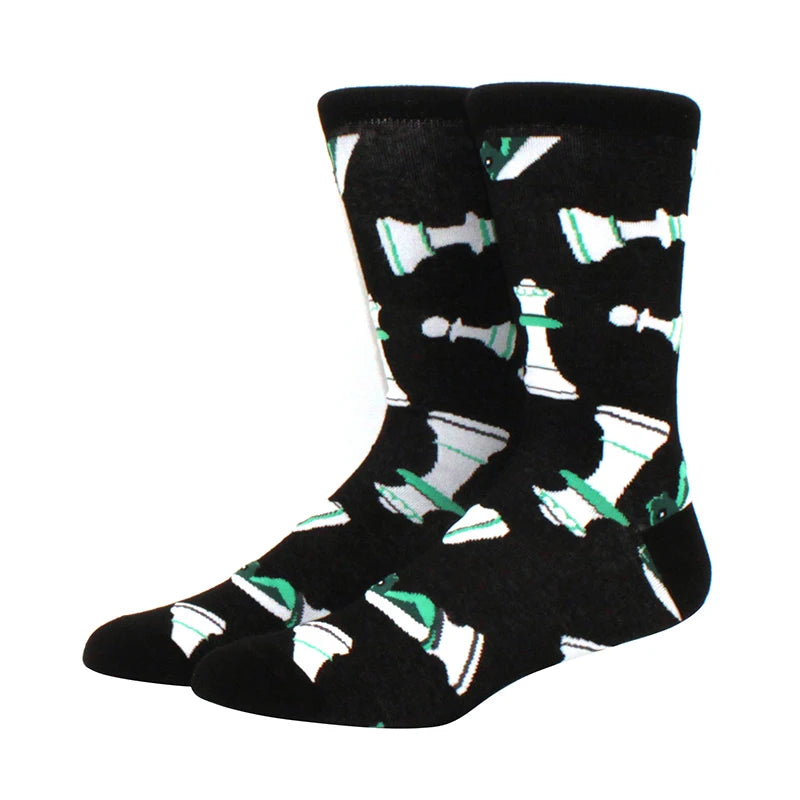 Funny Cartoon Fashion Cotton Socks – Hip Hop Skateboard Style Socks for Men & Women, Beer, Pizza, Astronaut & Pineapple Print Casual Wear Socks