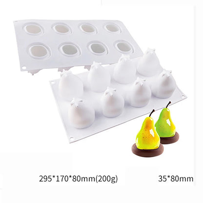 Fruit Series Silicone Cake Mold — Pineapple, Pear, Peach, Mango, Orange & Strawberry for French Dessert & Mousse Baking