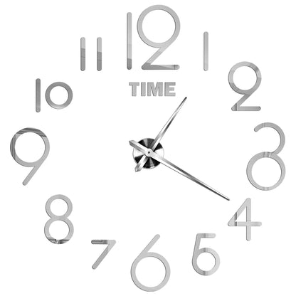 3D DIY Wall Clock - Modern Acrylic Mirror Sticker Quartz Clock For Living Room Decor With Silent Movement