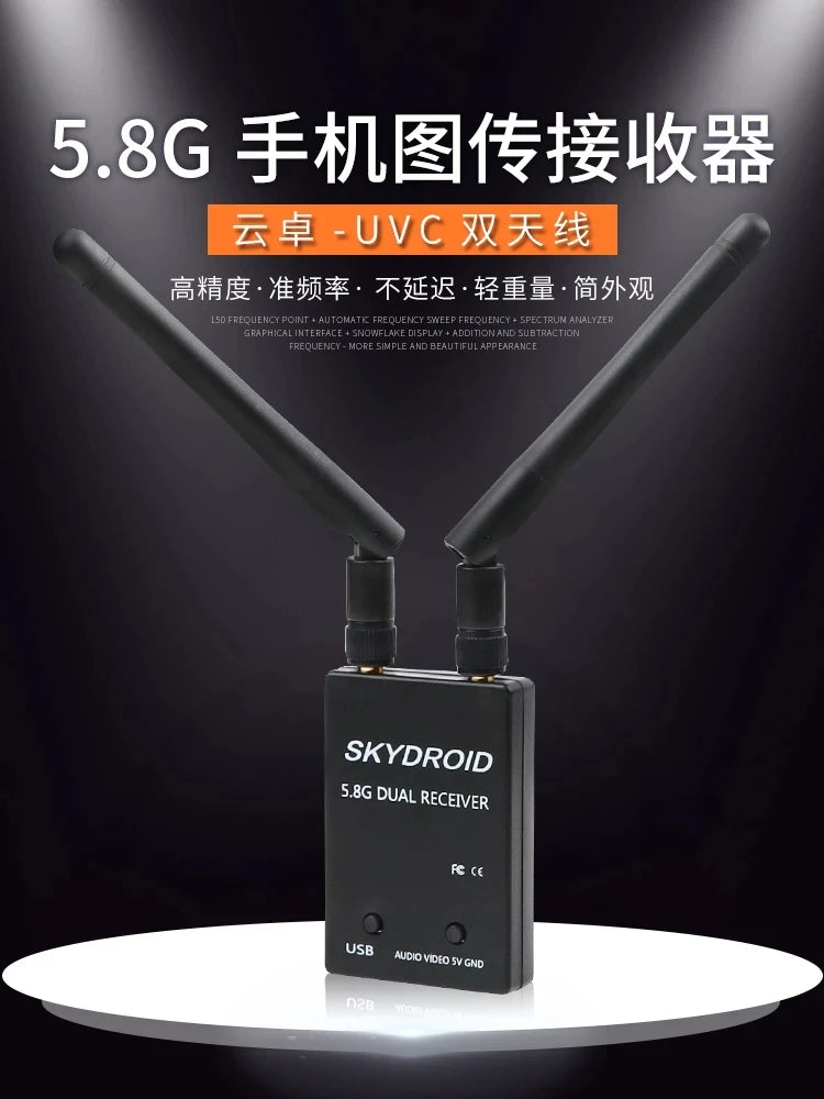 Skydroid 5.8GHz 150CH True Diversity FPV Receiver – UVC OTG for Android Smartphones, Tablets & VR Headsets