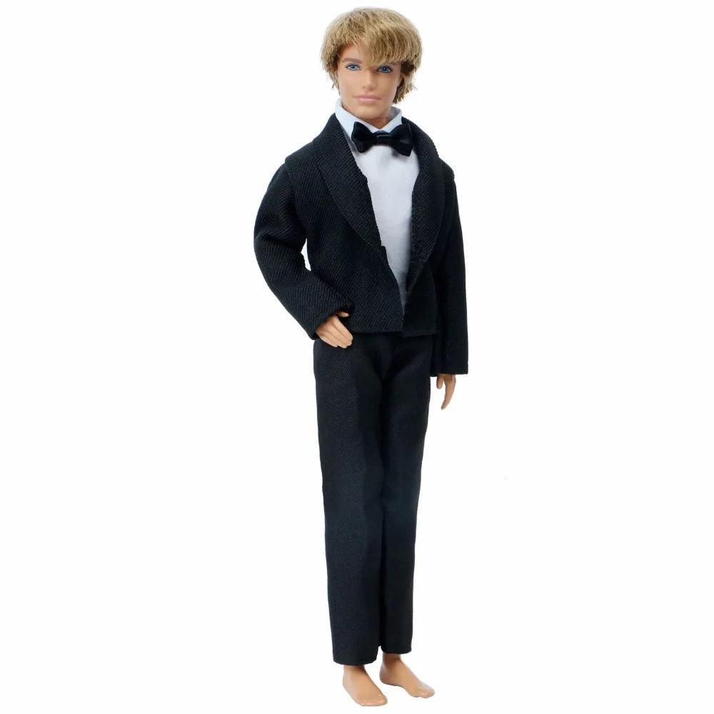 1/6 Men’s Doll Suit Set — Coat, Vest & Trousers for 12-Inch (30cm) Doll, Black Business, Tuxedo & Wedding Party Outfit