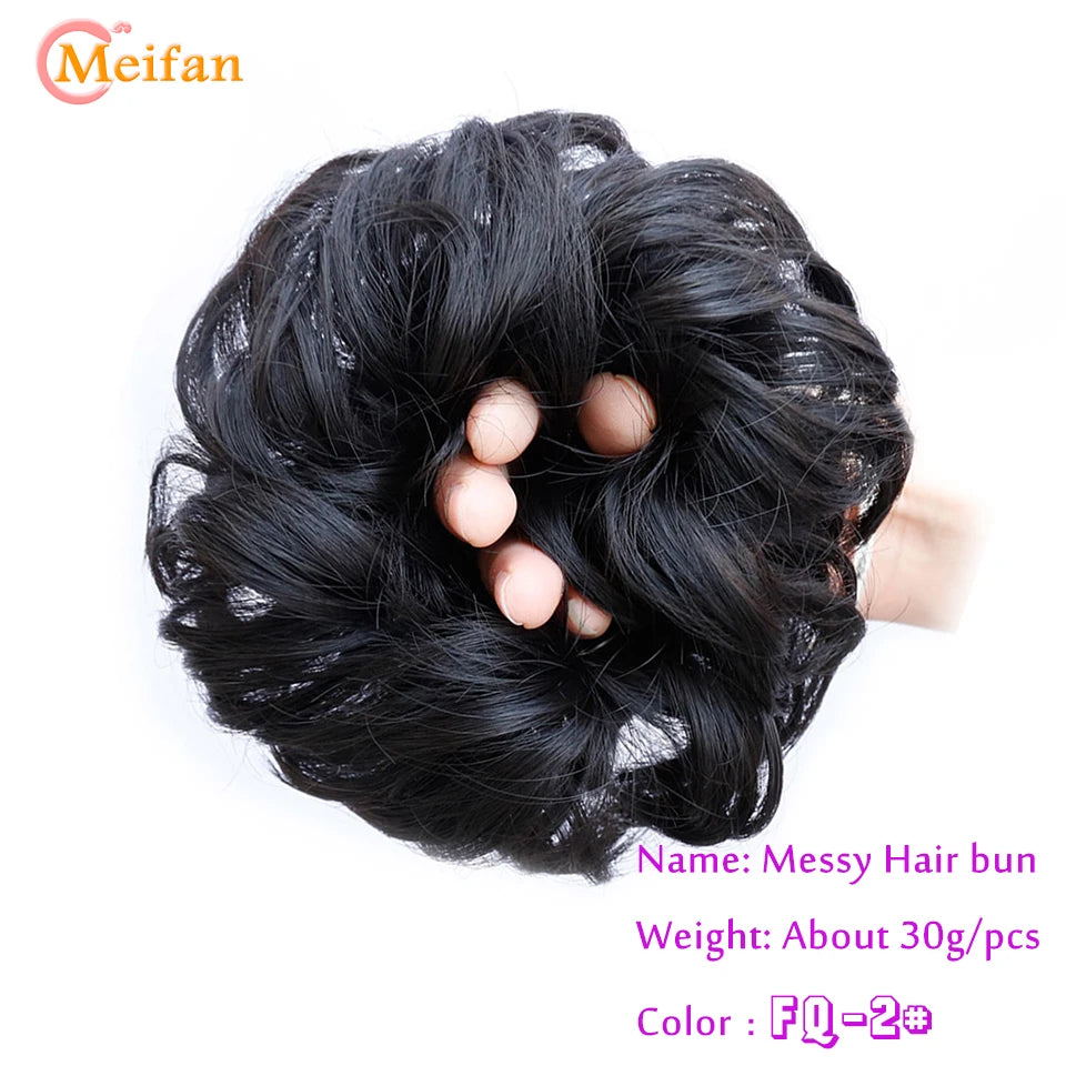 MEIFAN Synthetic Chignon Hair Bun – Elastic Rubber Band Clip-In Updo Ponytail Hair Extension for Women