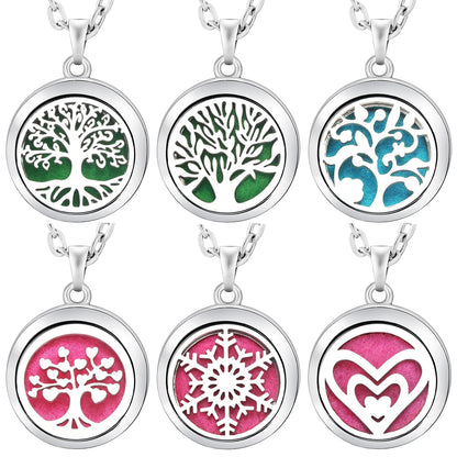 Stainless Steel Tree of Life Aromatherapy Necklace – Essential Oil Diffuser Pendant for Women