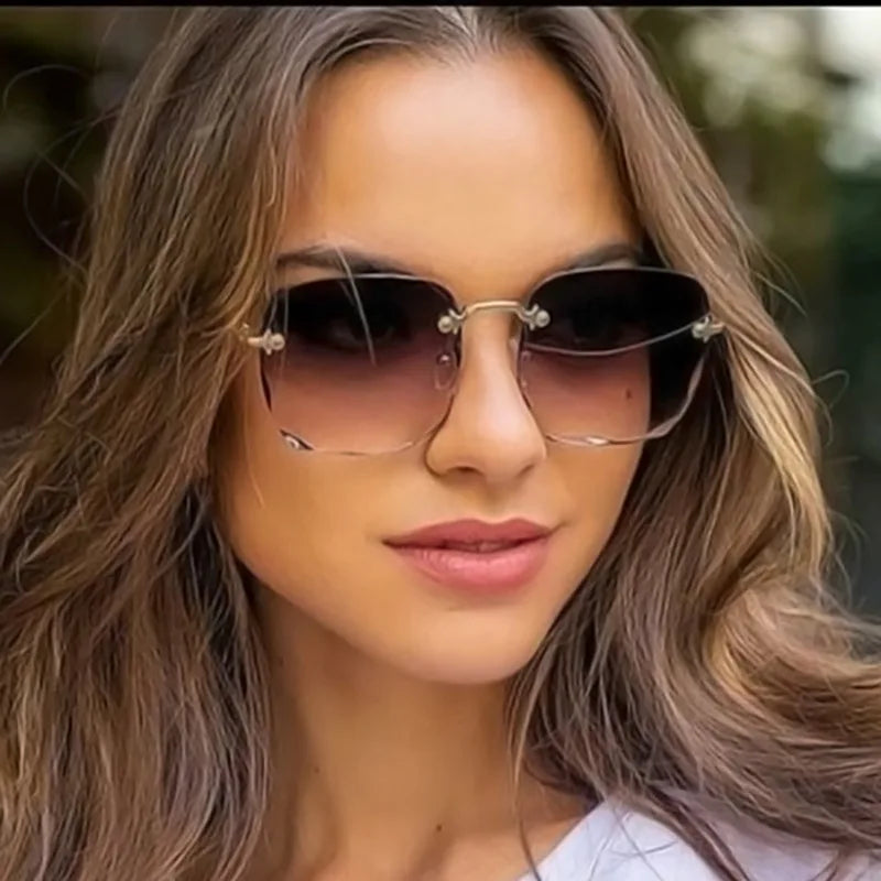 3PCS Rimless Square Sunglasses - Luxury Fashion UV400 Summer Shades for Women & Men