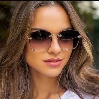 3PCS Rimless Square Sunglasses - Luxury Fashion UV400 Summer Shades for Women & Men