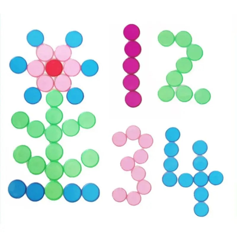 Montessori Magnetic Stick Wand Toy Set – Learning Counting Chips with Transparent Colors & Metal Pieces