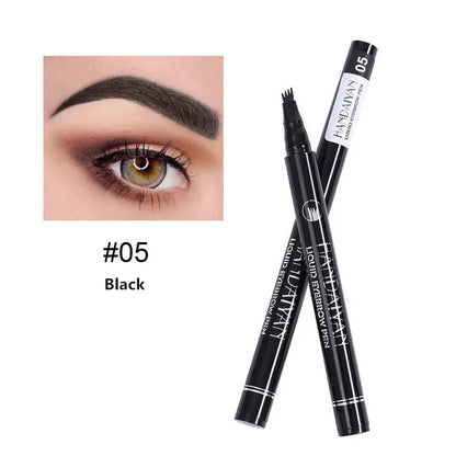 4D Microblading Eyebrow Pen – 4-Fork Tip Waterproof Long-Lasting Eyebrow Tattoo Pencil for Natural Fine Hair-Like Makeup