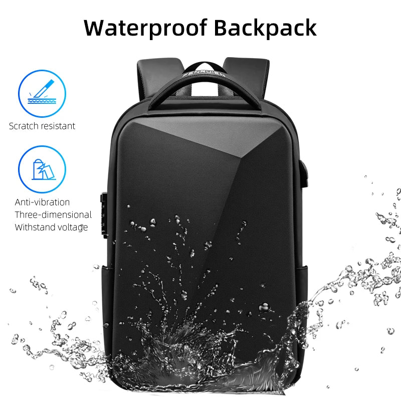 Fenruien Anti-Theft Laptop Backpack - Waterproof School and Business Travel Backpack with USB Charging, New Design for Men