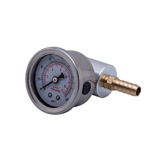 Universal 1/8 NPT Fuel Pressure Gauge 0-160 PSI with Liquid-Filled Polished Case & Adaptor Kit for Fuel Injection Systems