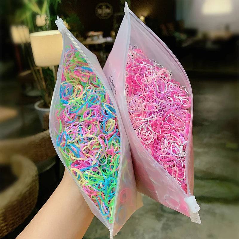 1000pcs Colorful Disposable Rubber Hair Bands for Girls – Small Ponytail Scrunchies, Fashion Hair Accessories Pack