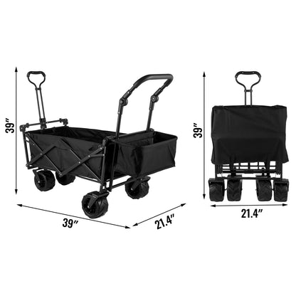 VEVOR Folding Wagon Cart with Adjustable Handle & Removable Canopy – Collapsible Oxford Cloth Utility Cart for Camping, Beach & Outdoor Use