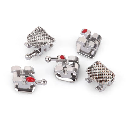 AZDENT 10 Packs Dental Brackets – Orthodontic Metal Mini Standard Roth MBT Slot 0.022/0.018 with Hooks, 20 Pcs per Pack