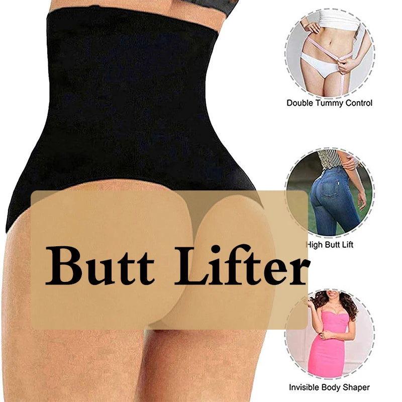 GUUDIA Women's High Waist Seamless Body Shaper Briefs - Firm Control Tummy Shaping Thong Shapewear Panties and Girdle Underwear