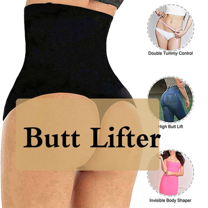 GUUDIA Women's High Waist Seamless Body Shaper Briefs - Firm Control Tummy Shaping Thong Shapewear Panties and Girdle Underwear