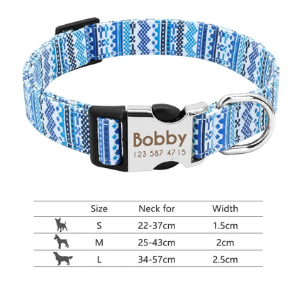 Adjustable Nylon Dog & Cat Collar – Personalized ID Collar with Engraved Name Buckle, Anti-Lost for Small, Medium & Large Pets