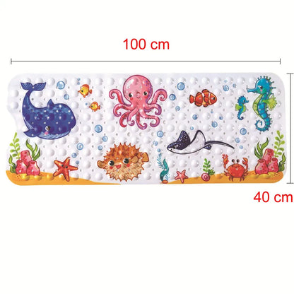 Large Cartoon PVC Bath Mat – Anti-Slip Shower & Bathtub Mat with Suction Cups, Soft Massage Pad for Kids & Elderly