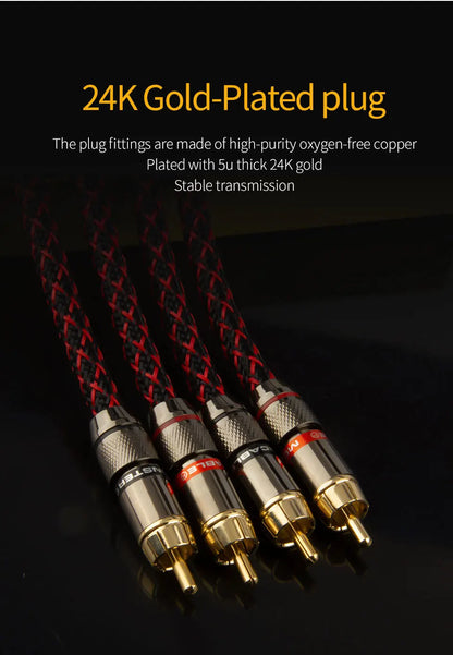 TODN 1 Pair RCA Audio Cable – 2 RCA to 2 RCA Interconnects, HIFI Stereo, Male to Male for Amplifier, DAC, TV, Car Audio