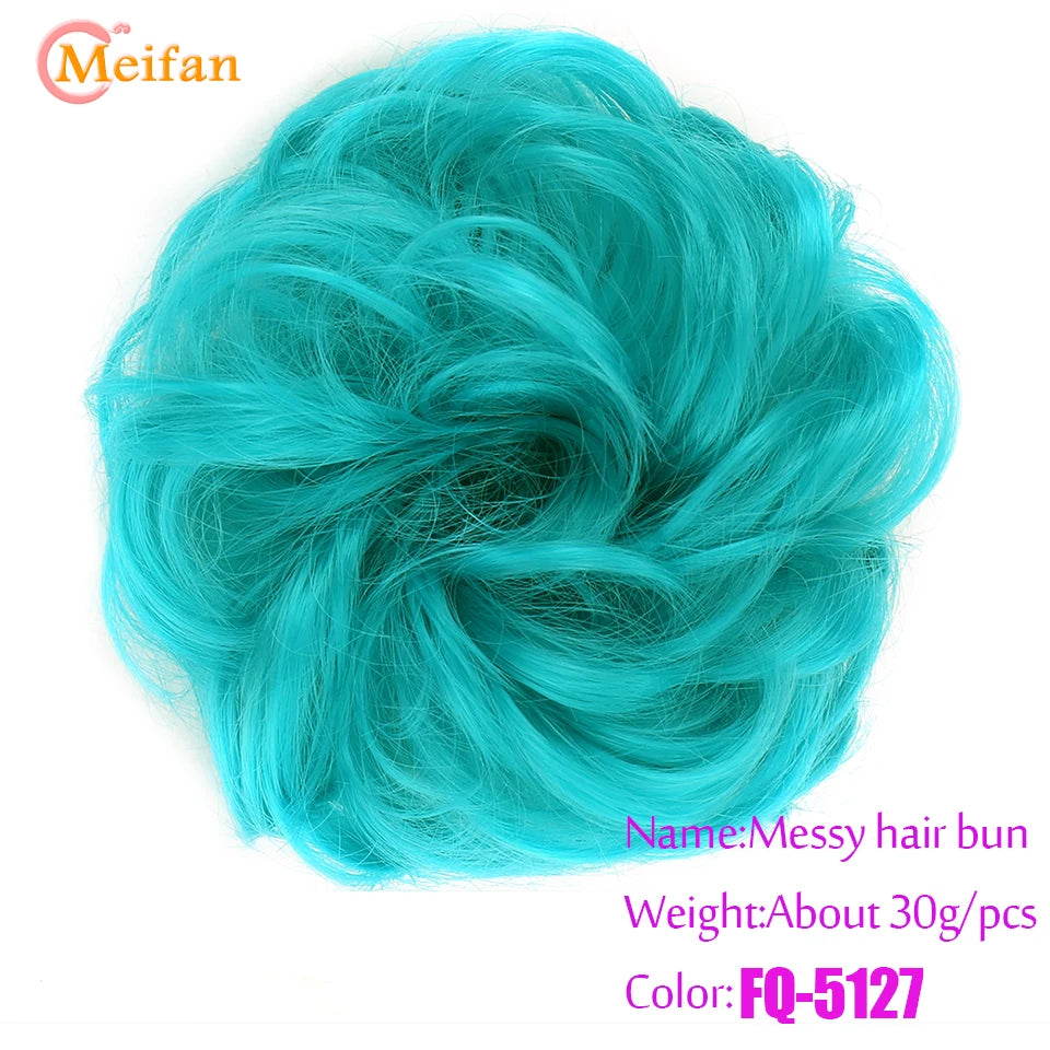 MEIFAN Synthetic Chignon Hair Bun – Elastic Rubber Band Clip-In Updo Ponytail Hair Extension for Women