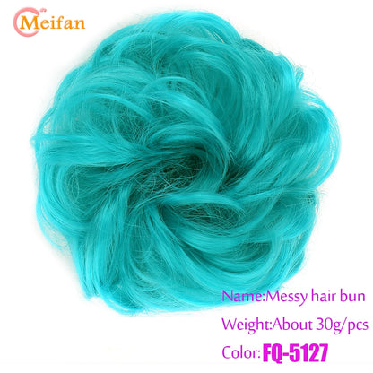 MEIFAN Synthetic Chignon Hair Bun – Elastic Rubber Band Clip-In Updo Ponytail Hair Extension for Women