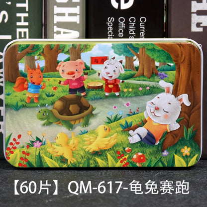 60PCS Wooden Cartoon Animal Puzzle – Early Learning Educational Jigsaw Toys for Kids