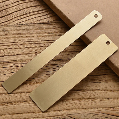 Vintage Brass Straight Ruler — Metal Triangle Protractor Measuring Tool for Students