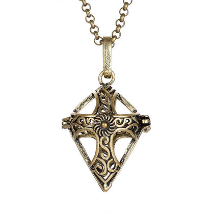 Mexico Music Ball Hollow Zircon Pendant Necklace – Vintage Perfume Aromatherapy Locket for Women