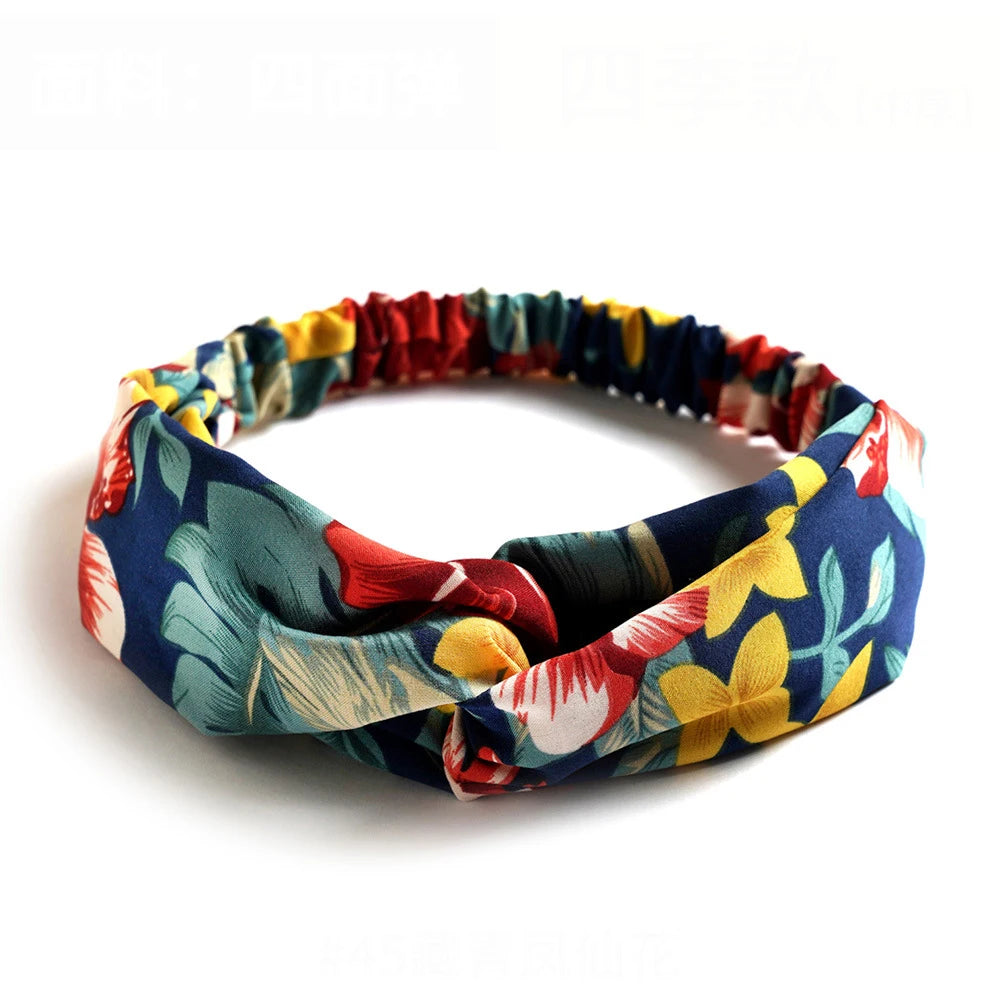 Bohemian Print Headbands for Women & Girls – Vintage Cross Turban Bandana Hair Accessories for Summer