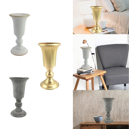 Decorative Flower Vase Metal Bowl – Urn Plant Pot for Dried Flowers, Table Centerpiece & Home Living Room Decor