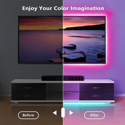 USB RGB LED Strip Light - 5050 SMD Flexible Bluetooth LED Tape Lamp for TV Desktop Room Decoration