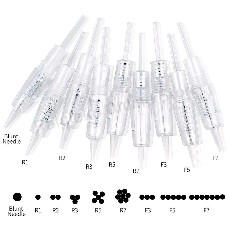 20pcs Tattoo Cartridge Needles - Replacement 1D/1R/2R/3R/3F/5R/5F/7R/7F Microblading Needles for Derma Tools