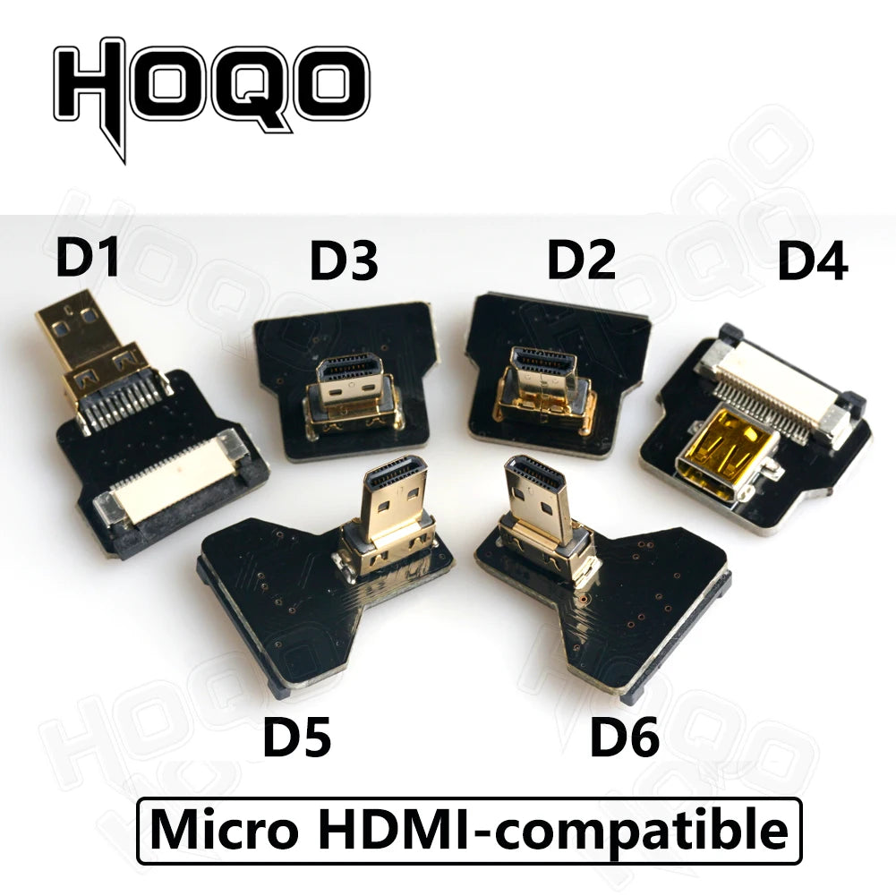 Ribbon FPV HDMI-Compatible Connector – Flexible Flat Cable for Raspberry Pi 4, Micro HDMI to HDMI/Mini HDMI Female 90° FFC 20pin
