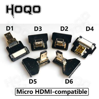 Ribbon FPV HDMI-Compatible Connector – Flexible Flat Cable for Raspberry Pi 4, Micro HDMI to HDMI/Mini HDMI Female 90° FFC 20pin