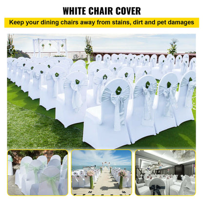 SucceBuy Wedding Chair Covers – 12/30/50/100Pcs White Spandex Stretch Slipcovers for Banquet, Party & Dining