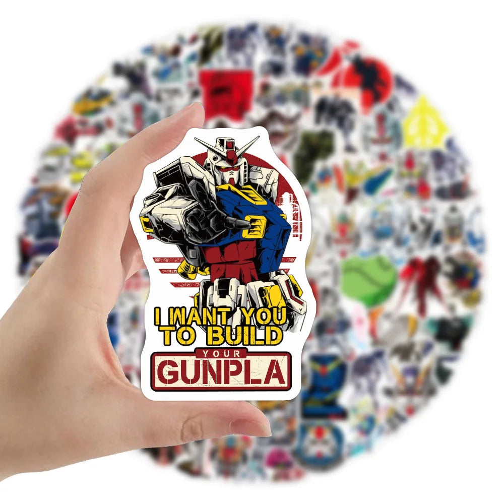 10/30/50/100-Piece Gundam Anime Sticker Set - Cool Cartoon Graffiti Decals for Motorcycles, Luggage, Guitars, Skateboards, and DIY Crafts